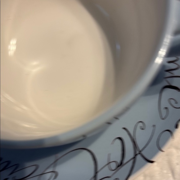 Elegant Blue Script Teacup and Saucer Set - Picture 3 of 6